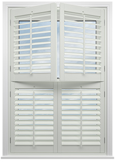 Kensington, Muted White - Tier on Tier Plantation Shutter